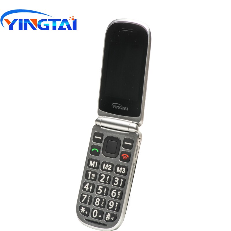 YINGTAI T09 podwójny ekran singli seniorów w telefon dla starszych SOS wyposażone są w telefon z klapką telefon komórkowy Big Push przycisk GSM telefon komórkowy