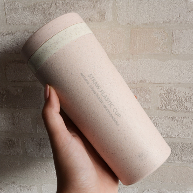 Vattenkoppar dubbla lager kaffe te 300ml plast studentkopp tekoppar vetehalm hälsosam tätad mot läckor