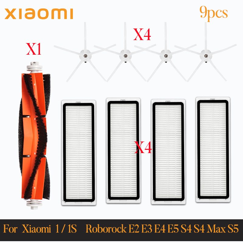 For Xiaomi Mi Robot Vacuum Cleaner 1 / 1S SDJQR01RR SDJQR02RR Roborock E2 E3 E4 E5 S4 S4 Max S5 Main Side Brush Filter: WHITE