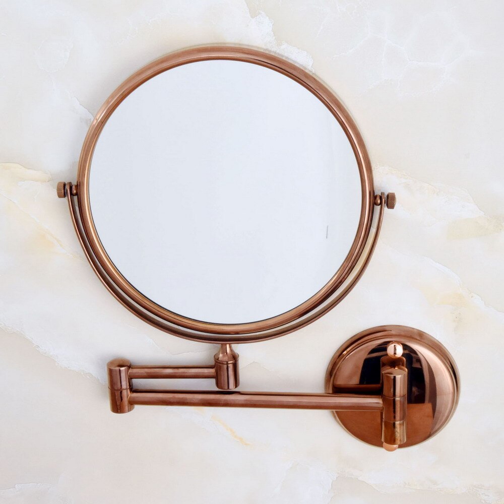 Folding Dual Arm Extend Rose Gold Brass Wall Mount Magnifying Bathroom Mirror Makeup Cosmetic Lady's Mirror Wba637
