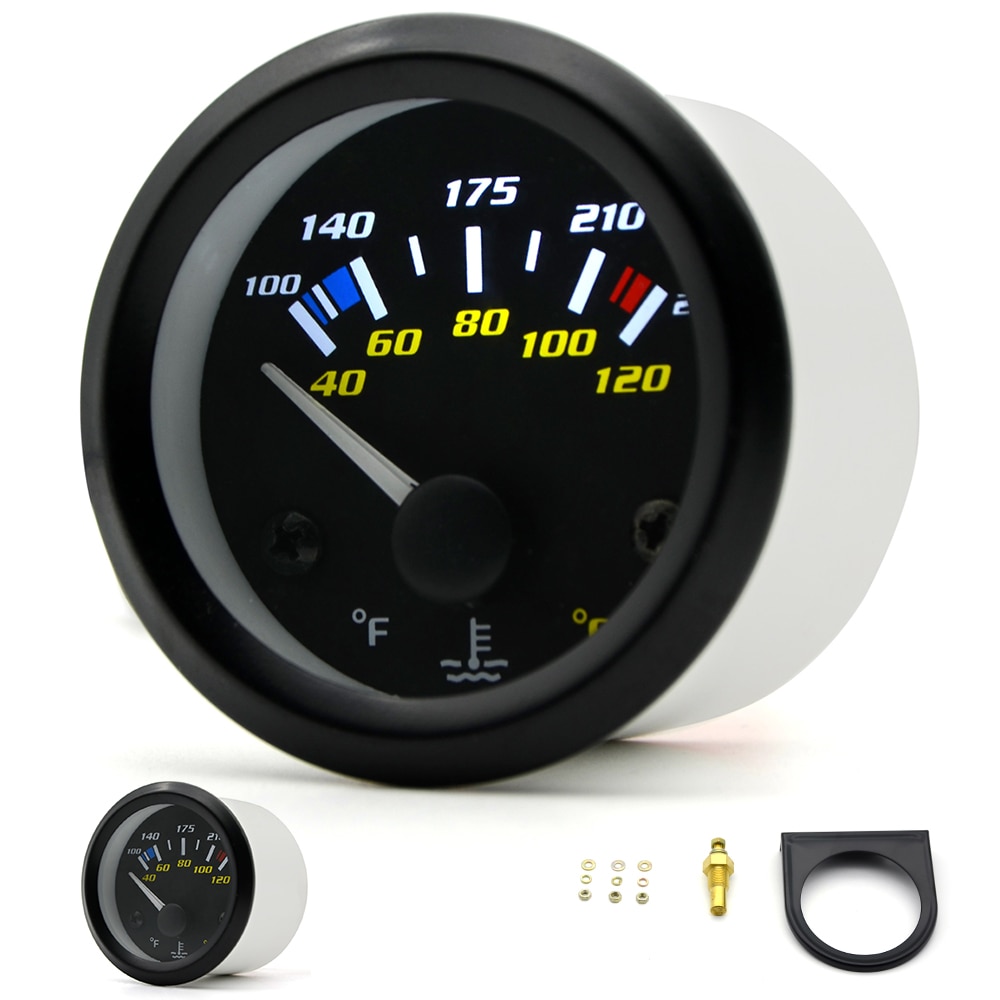 2Inch 52mm Universal Car Dual Analog Water Temperature Temp Gauge 40-120C/100-250F White LED