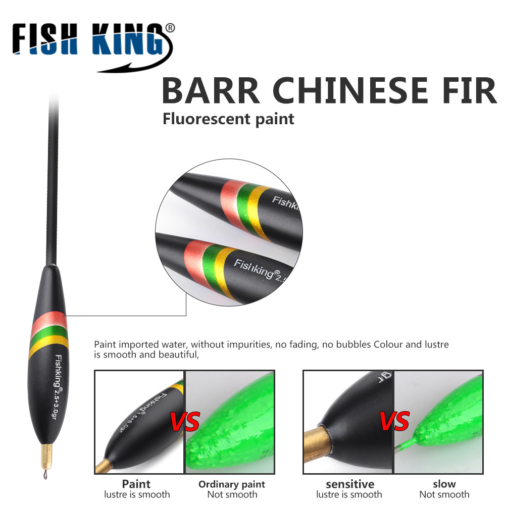 FISH KING-flotador de pesca Bobber de abeto, 5 estilos, tamaño mixto 20cm-26,5 cm, boya de roca oceánica de cobre, aparejos de pesca de carpa