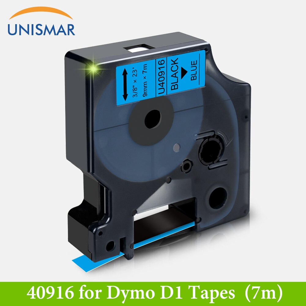 Unismar 9mm Label Tapes for Dymo D1 40913 40910 40917 40918 Label Manager 120P 210D 360D Label Writer 400 Label Maker 15 Color: Black on Blue