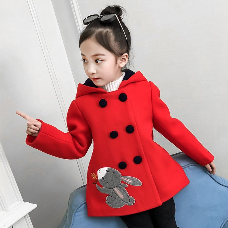 Meisjes wollen jas herfst en winterkleding meisjes lange kinder casual herfst en winter wollen bovenkleding