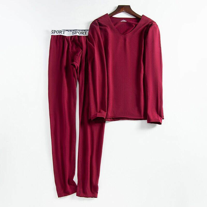 Thermal Underwear Sets For Men Winter Thermo Underwear Long Johns Winter Clothes Men Thick Thermal Clothing Solid: Wine Red / XL