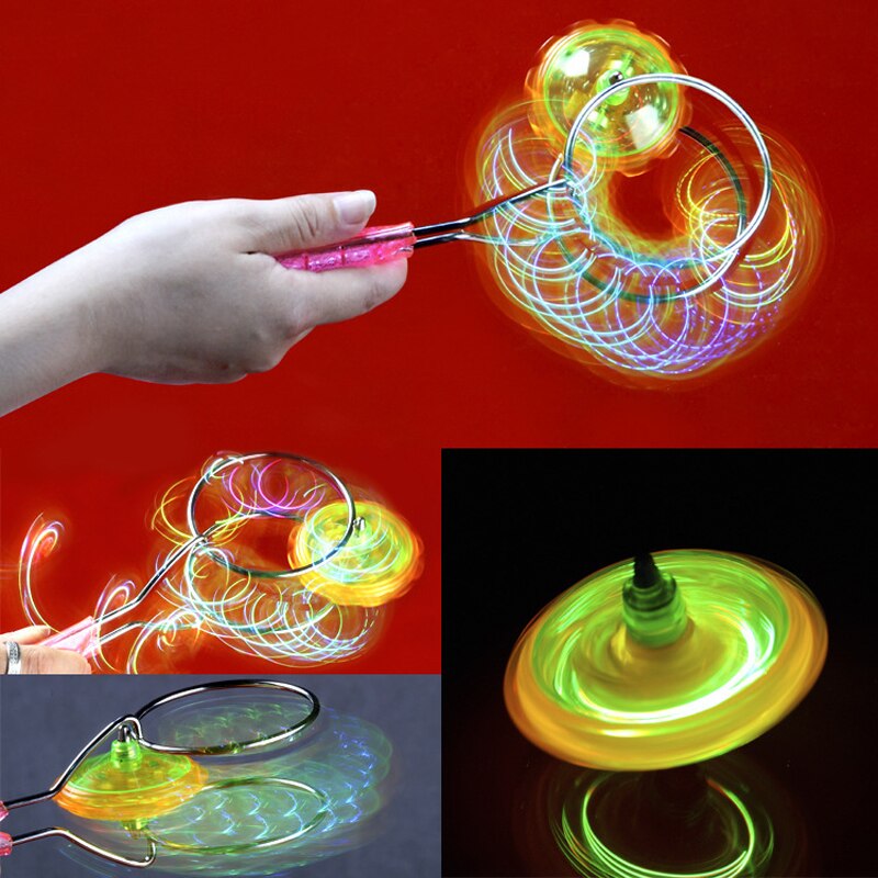 Børn blinkende legetøj magnetisk spindelhjulspor farverige led lys legetøj til børn interaktivt spil