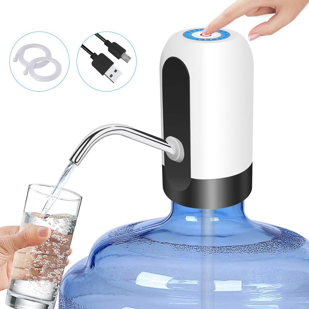 Newly Automatic Drinking Water Pump Universal Electric Water Dispenser with LED Button Indoor Office VA88: White