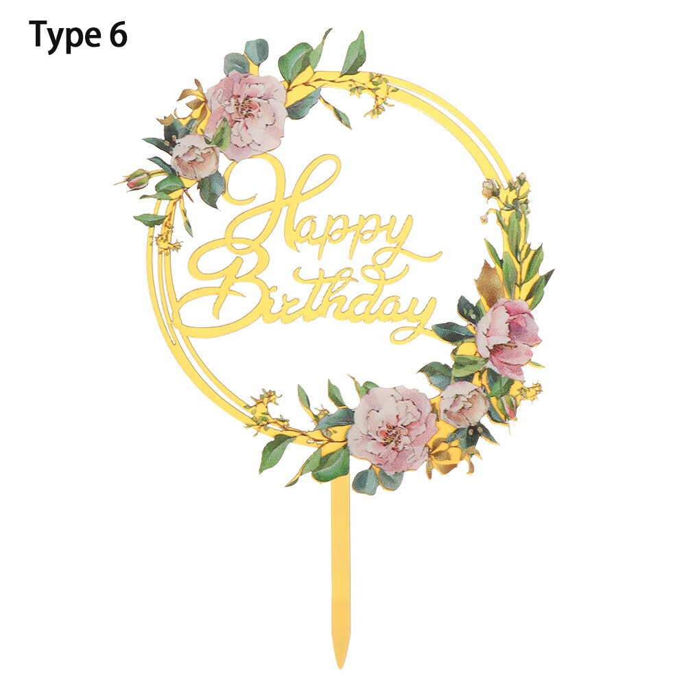 Garniture à gâteau en forme d'animaux | Couleur multicolore, poterie douce, dessin animé, plantes forestières, Safari Jungle, fête d'anniversaire, faveurs décoratives, 1 pièce: Flower 6