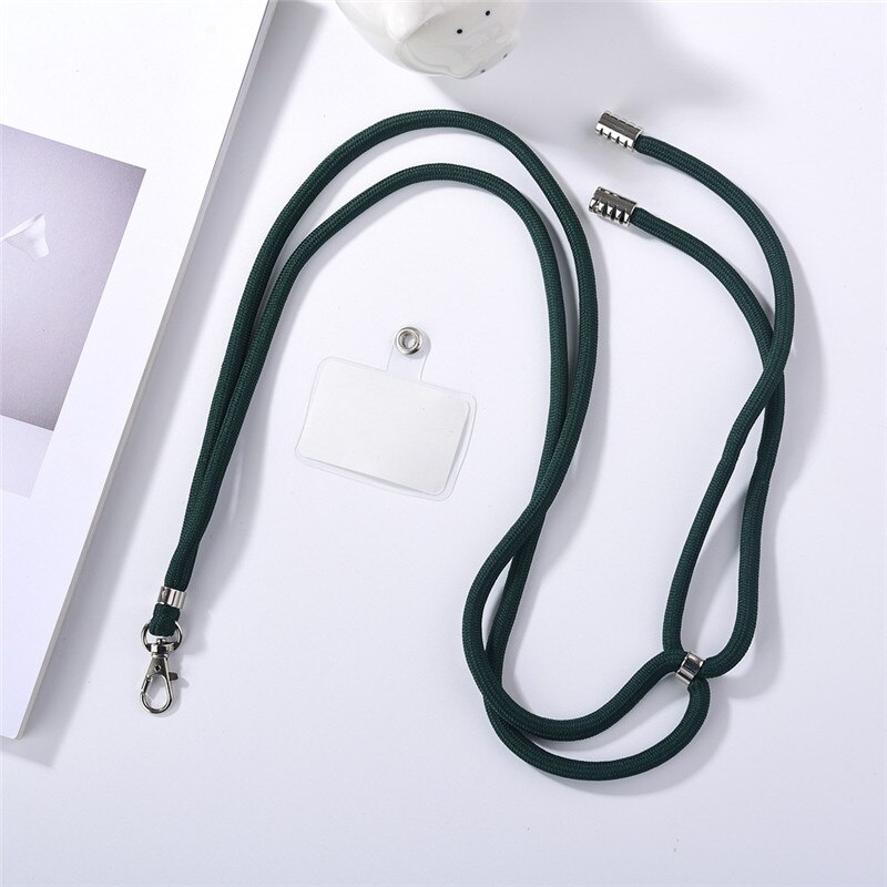 Universele Crossbody Nylon Patch Telefoon Lanyards Mobiele Telefoon Strap Zachte Touw Voor Mobiele Telefoon Opknoping Koord Metalen Clip Opknoping Touw: black