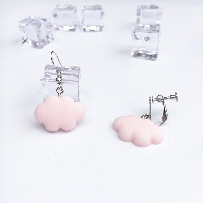 Pendientes colgantes de nube blanca para mujer y niña, aretes de gota de nube rosa/azul/verde/púrpura/naranja, joyería de de Ciencia: Light Pink