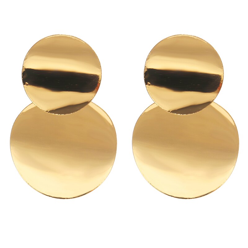 Trendy Zwarte Ronde Metalen Oorbel Voor Vrouwen Goud Glanzend Glad Lange Oorbellen Statement Sieraden Pendientes Bijoux: E192JIN