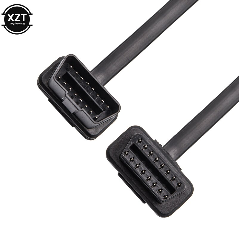 Cable plano Delgado OBD, Conector de escáner de diagnóstico, ELM327, 2 Interfaces, macho a hembra, extensión OBDII,