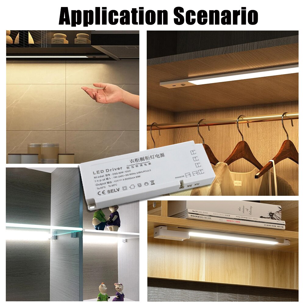 DC12V Cabinet Lamp Power Supply 220v To 12v Ultra-thin LED Driver 60W 100W DuPont Drive Transformer Dedicated For Wardrobe Light