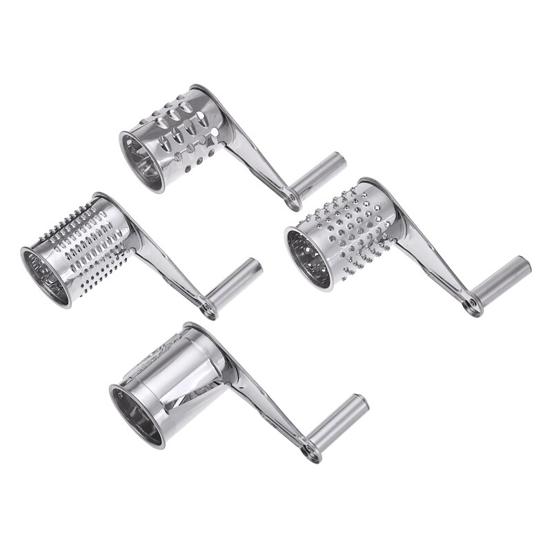 Kök metall roterande ost rivjärn manuell grönsak ost smör shredder skivare med 4 roterande trummor vassa blad verktyg