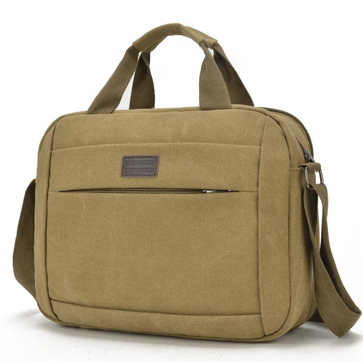 ! Casual Canvas Male Crossbody Shoulder Bag Women Messenger Bags Travel Handbag Student computer bag: Khaki