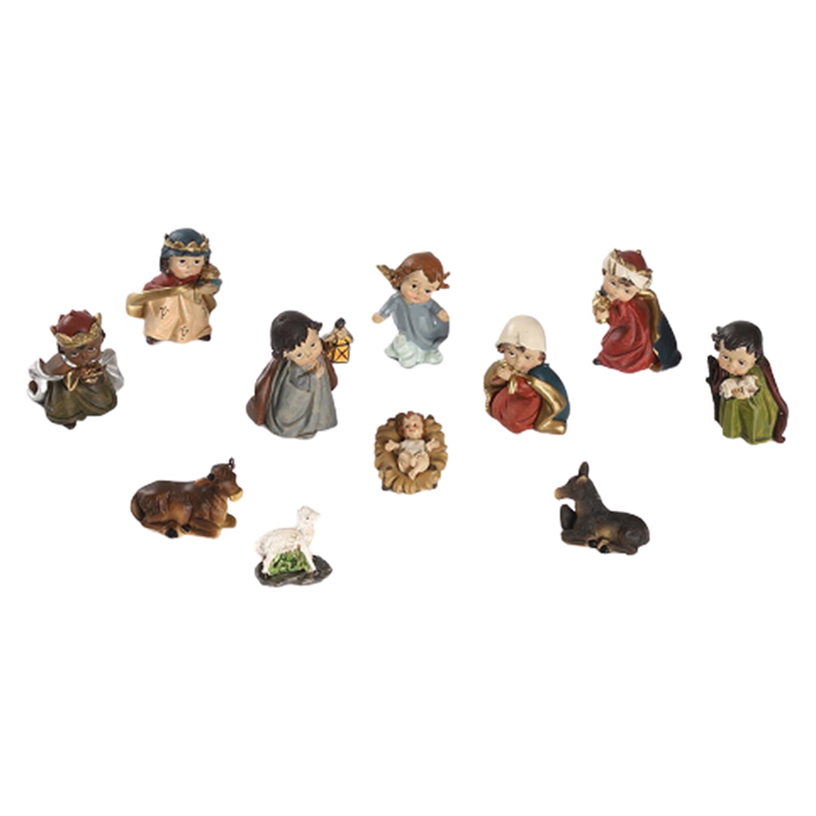 1 Set Standbeeld Kerststal Kerst Baby Jesus Kribbe Miniaturen Aanwezig Tafel Deco