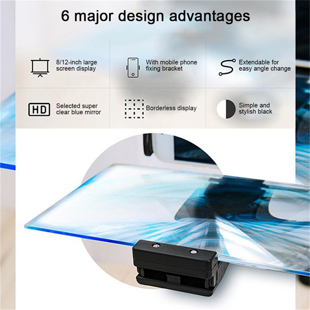360 Graden Telefoon Screen Magnifier Beugel Vergroten Stand Ogen Bescherming Vouwen Magnifie Screen Display Versterker Expander