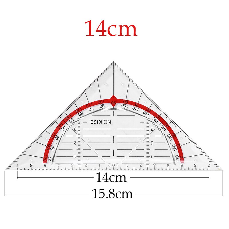 14CM/20CM/30CM Drawing Triangle Ruler Multi-function Drawing Ruler With Handle Protractor Measurement Ruler Stationery