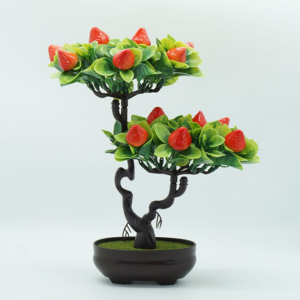 Plastic Artificial Fruit Tree Artificial Peach Orange Fruit Tree Artificial Plants Potted Bonsai Desktop Bonsai Home Decor
