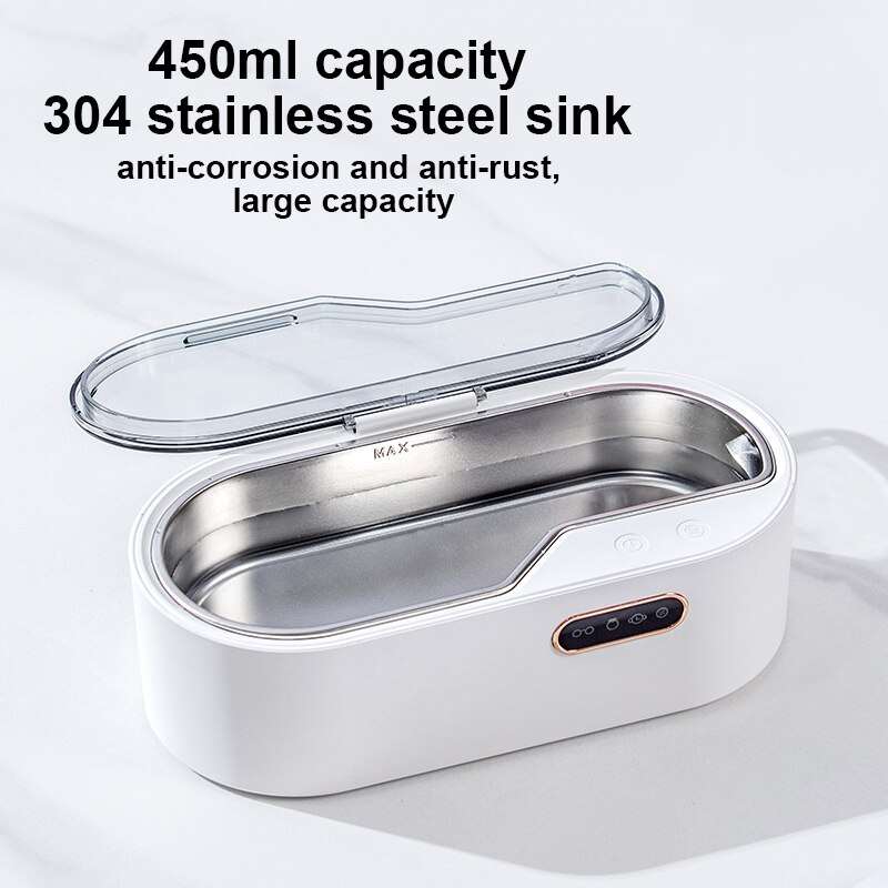 Ultrasonic Cleaning Machine 45000Hz High Frequency Vibration Wash Cleaner Washing Jewelry Glasses Watch Wash 450ML Capacity
