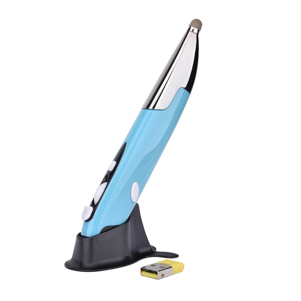 PR-06 3 in 1 Stylus Pen RF 2.4GHz Wireless Mouse Pen Presenter PPT Clicker Vertical Pen Shape Computer Stylus Battery Mouse: Blue