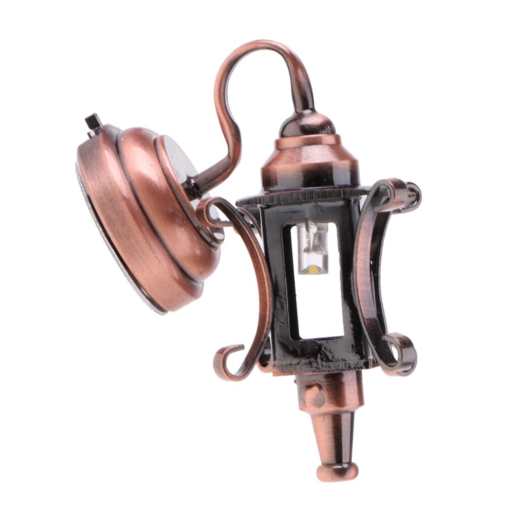 12th Dolls House Miniatue Copper Metal Lamp Outdoor Wall Light Lighting LED