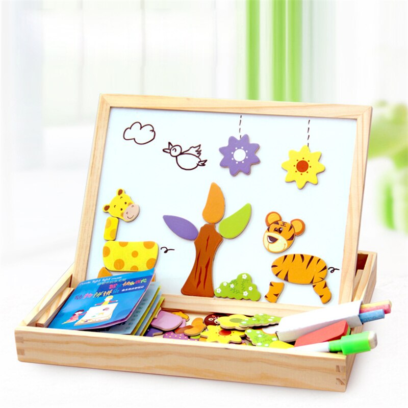 Houten Puzzel Schilderen Tekentafel Magnetische Dier Kinderen Onderwijs Speelgoed: type1