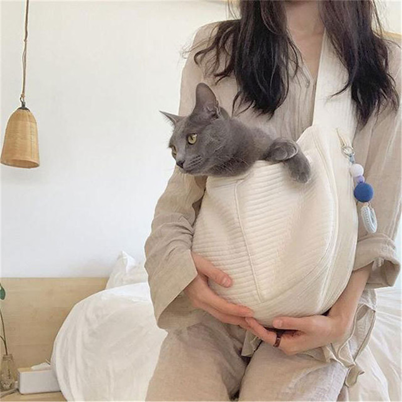 Handgjord hundväska husdjur kattungebärare utomhus resväska canvas enkel axelväska katt sling bekväm tygväska andningsbar