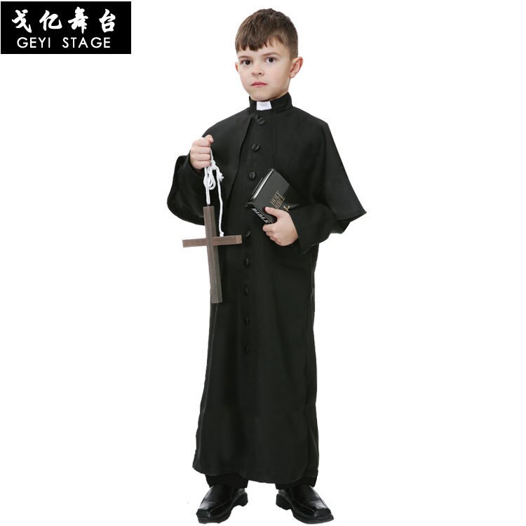Disfraz de purificador de Pascua para niños, disfraz de Halloween para niños, padre, sacerdote, obispo, Pastor cristiano, clero, Cosplay: M