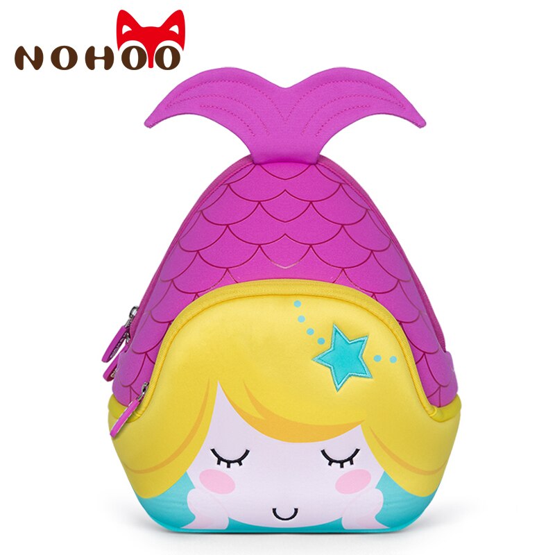 NOHOO Cartoon Mermaid Children School Bags Cute Waterproof School Backpack for Girls Toddler Book Bag Kindergarten Rucksacks