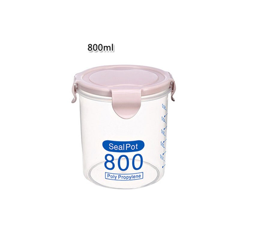 Household Kitchen Storage Box Sealing Food Preservation Plastic Fresh Pot Container Refrigerator Milk Powder Snack Storage Box: Pink / M