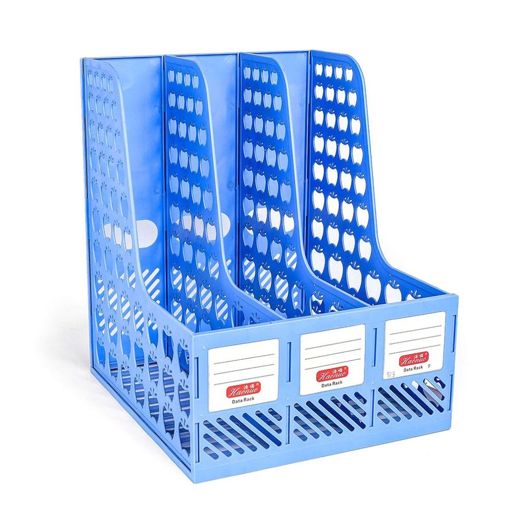 244*265*310mm PP plastic File Box Office Stationery Blue File Rack Three In One Pp Plastic Data Frame