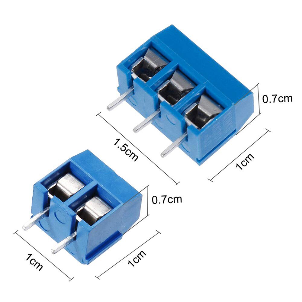 60 pièces 5mm pas 2 broches et 3 broches PCB montage vis bornier connecteur pour Arduino (50x2 broches, 10x3 broches)