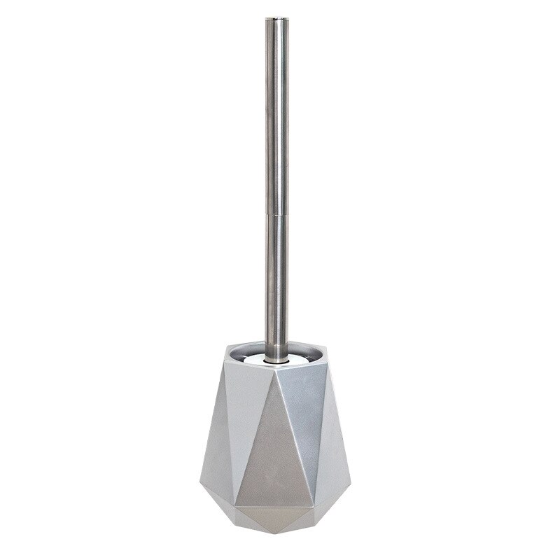 Poubelle de salle de bains en plastique doré, poubelle de luxe nordique murale ou sur pied, brosse de toilette en Silicone: Silver Toilet brush