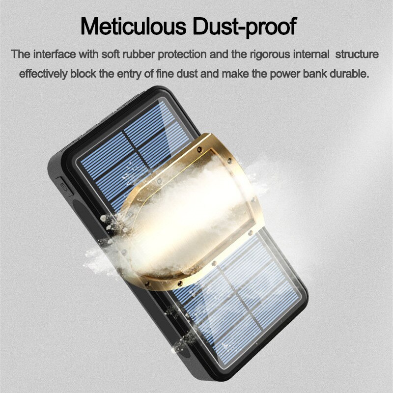 80000mah Solar Power Bank Solar Panel Wireless Portable Charger Outdoor Emergency 3LED Charger Powerbank For Xiaomi Iphone