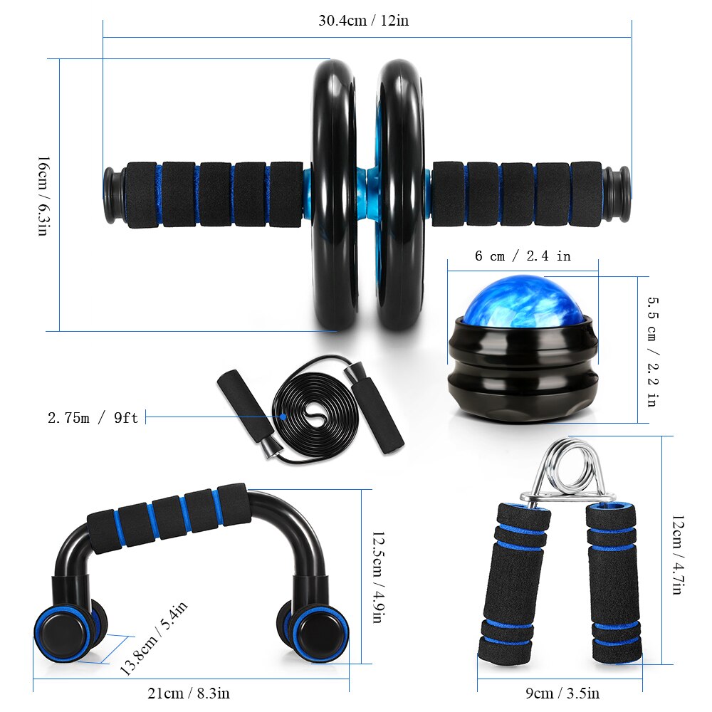 Tomshoo 5-In-1 Ab Wiel Roller Kit Met Push-Up Bar Jump Rope Hand Gripper En knie Pad Abdominale Core Carver Fitness Workout