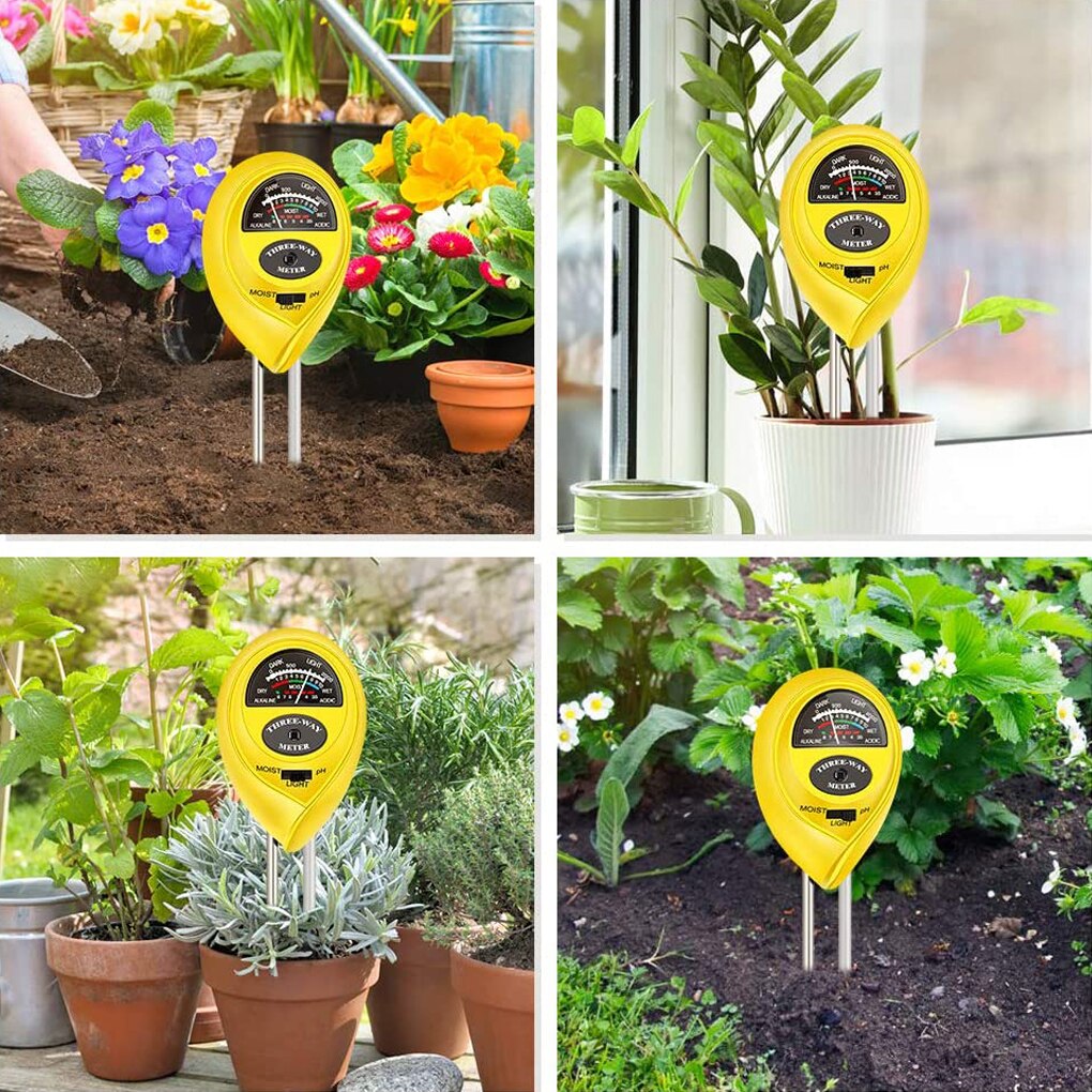 3 In 1 Soil PH Meter Sunlight PH Tester Garden Flowers Soil Moisture Sensor Meter Plants Acidity Humidity PH Monitor Detector