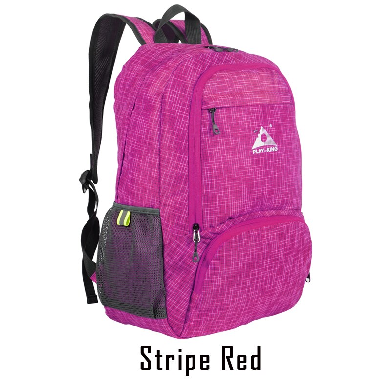 PLAYKING Lightweight Nylon Foldable Backpack Multicolor Waterproof Outdoor Sport Camping Hiking Travel Folding Bags: Stripe pink