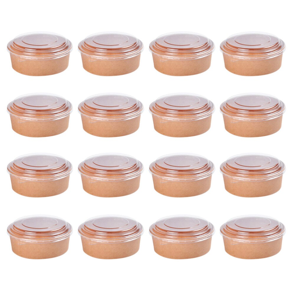 20pcs Disposable Kraft Paper Bowls Fruit Salad Bowl Food Packaging Containers Party Favor (16oz, with Lid): As Shown 1
