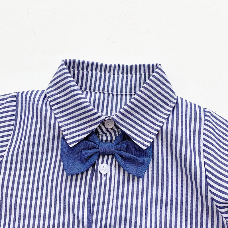 MILANCEL baby boys clothes bow decoration infant boys bodysuit striped baby boys 1st birthday clothing