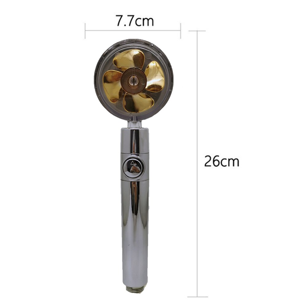 Turbocharged Shower Head Propeller Shower Head High Pressure Set 360 Rotate Golden Fan Turbocharge Pure Rainfall Helix Eco Showe: A2-NO Filter