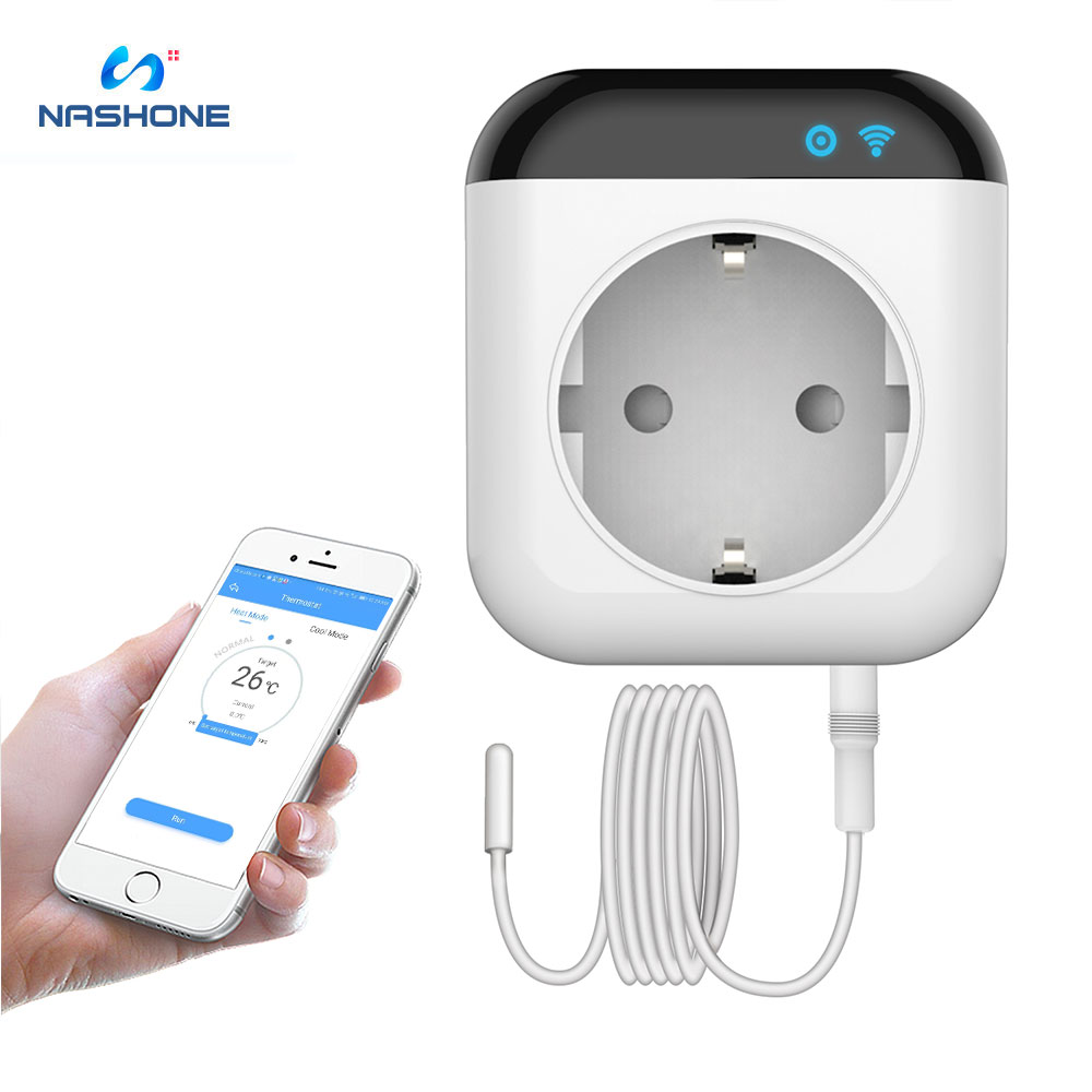 Nashone Wifi Smart Thermostat Temperature Controller Heat and Cool Model Control By Wifi App Smart Socket Thermostat 220v EU