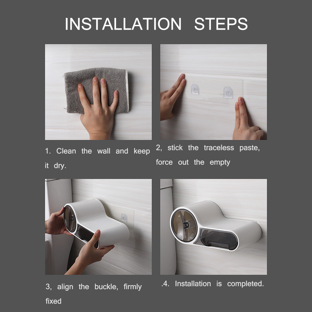 Toilet Dispenser Toilet Paper Holder Bathroom Paper Tissue Box Wall Mounted Roll Paper Storage Box