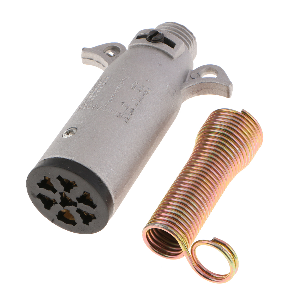 Metal 7 Way Plug Semi Trailer Light Connector Round Split Pin Receptacle