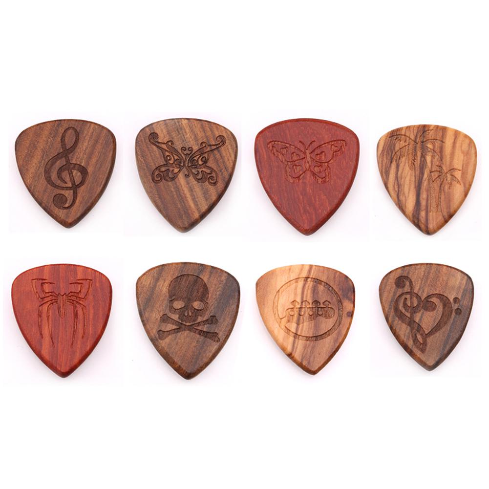 Gitarre wählt 2,5mm Dicke Plektrum Massivholz Fingerpicks Halskette Anhänger wählt Gravur aufbringen Spielen wählt