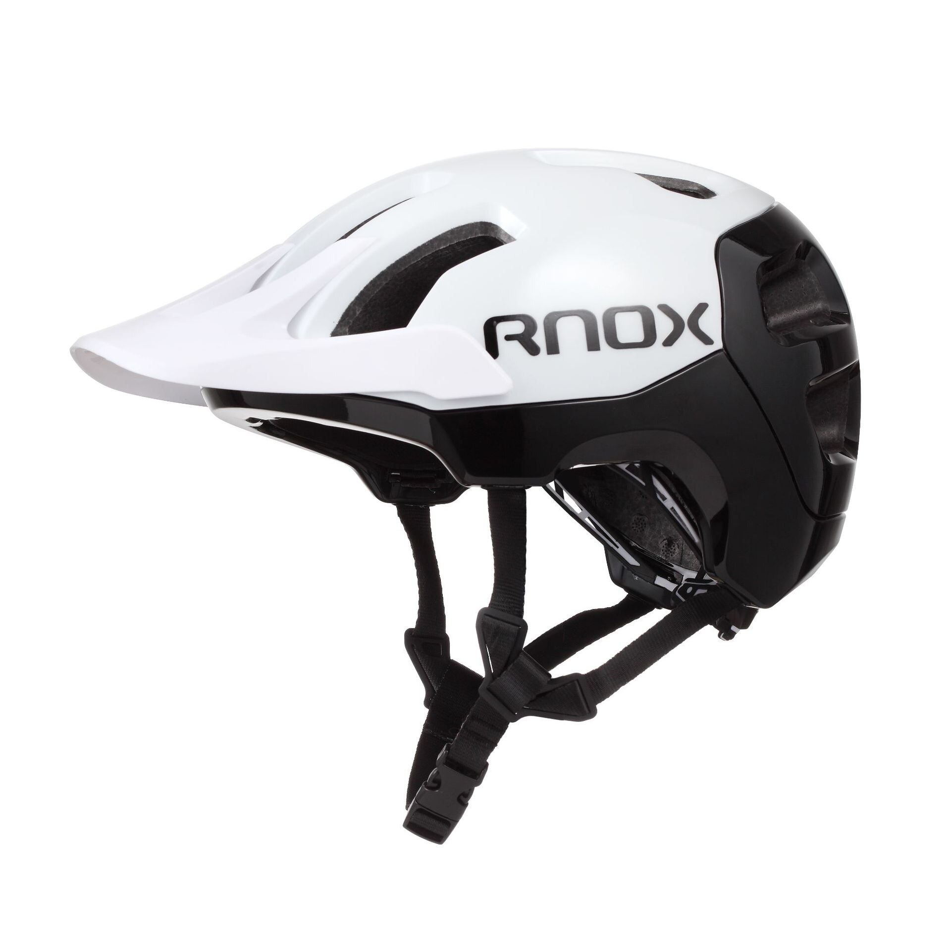 RNOX Bicycle Helmet Red Road Mountain Cycling Helmets band Sun Visor Men Women Lightweight Breathable In-mold Bicycle Safety Cap: A white-black