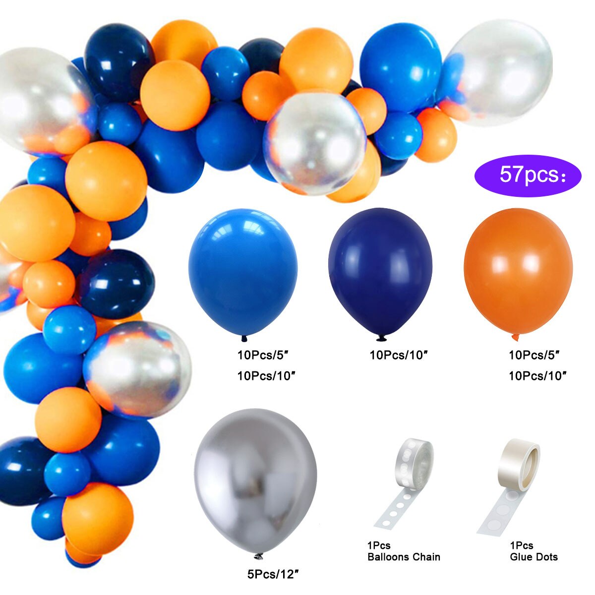 Outer Space Party Birthday Balloons Orange Navy Blue Chrome Silver Balloons Arch Garland for Kids Birthday Party Decor Baby Show: Laser