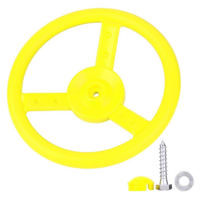 Yellow Plastic Steering Wheel Children's Game Small Steering Wheel perfect for Kids Children Climbing Frame Tree House Play Hous: Default Title