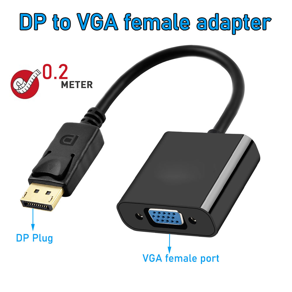 Hdmatters displayport till vga-kabel 1080p displayport dp till vga-adapter skärmkabel för nvida amd hdp dell lenovo asus dator: Svart