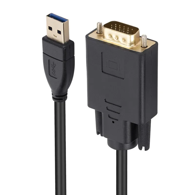 1.8m usb 3.0 to vga kabel 1080p usb 3.0 han til vga han konverter adapter kabel til bærbar computer uhd ekstern videoprojektor